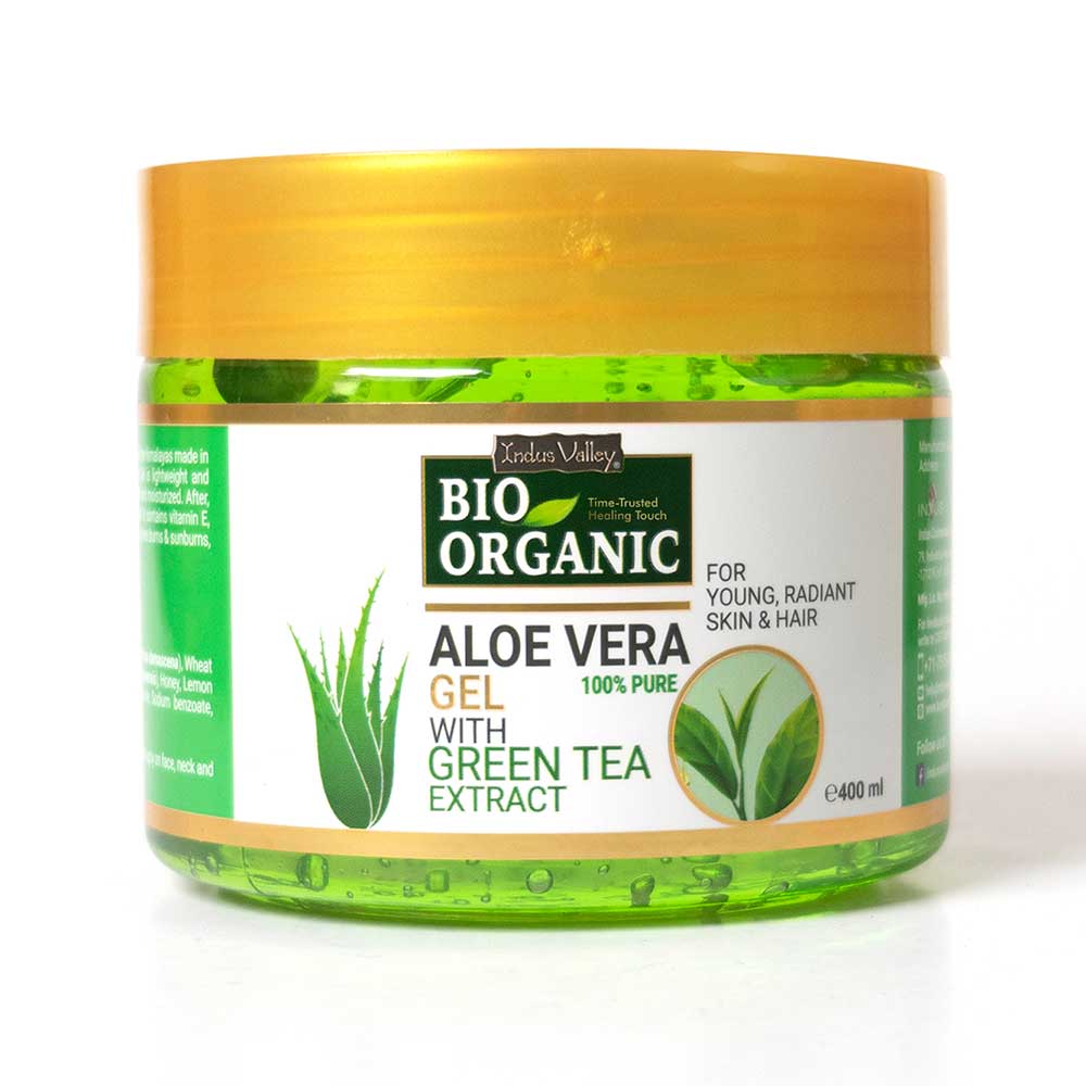 Bio Organic Pure Aloe Vera Gel With Green Tea Extract For Young, Radiant Skin & Hair - Image 11