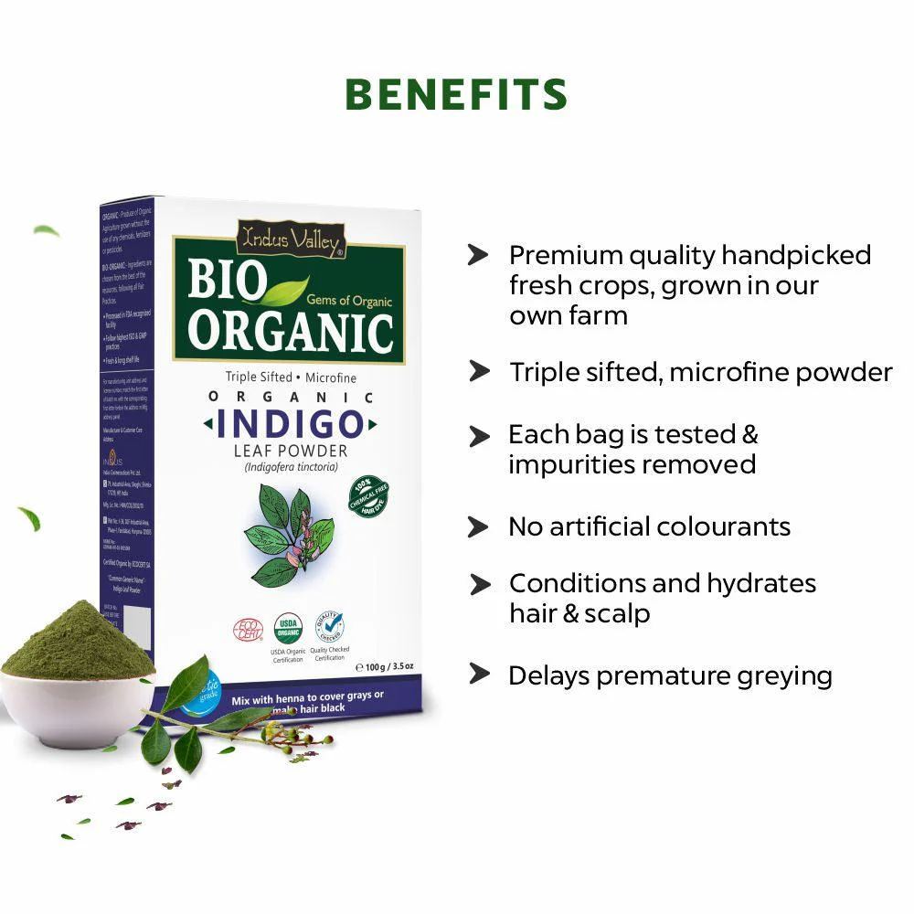 Bio Organic Indigo Leaf Powder - Pack of 4 (400gm) - Image 2