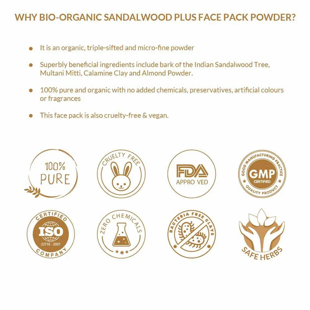 Bio Organic Sandalwood Face Pack Powder - 200gm - Image 5