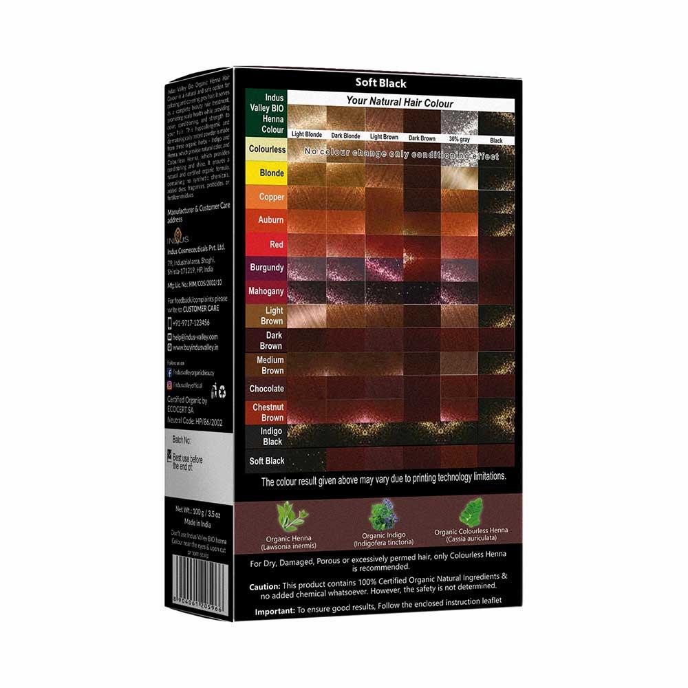 Bio Organic Soft Black Henna Hair Colour For Early Grey Hair Coverage - 100gm - Image 2