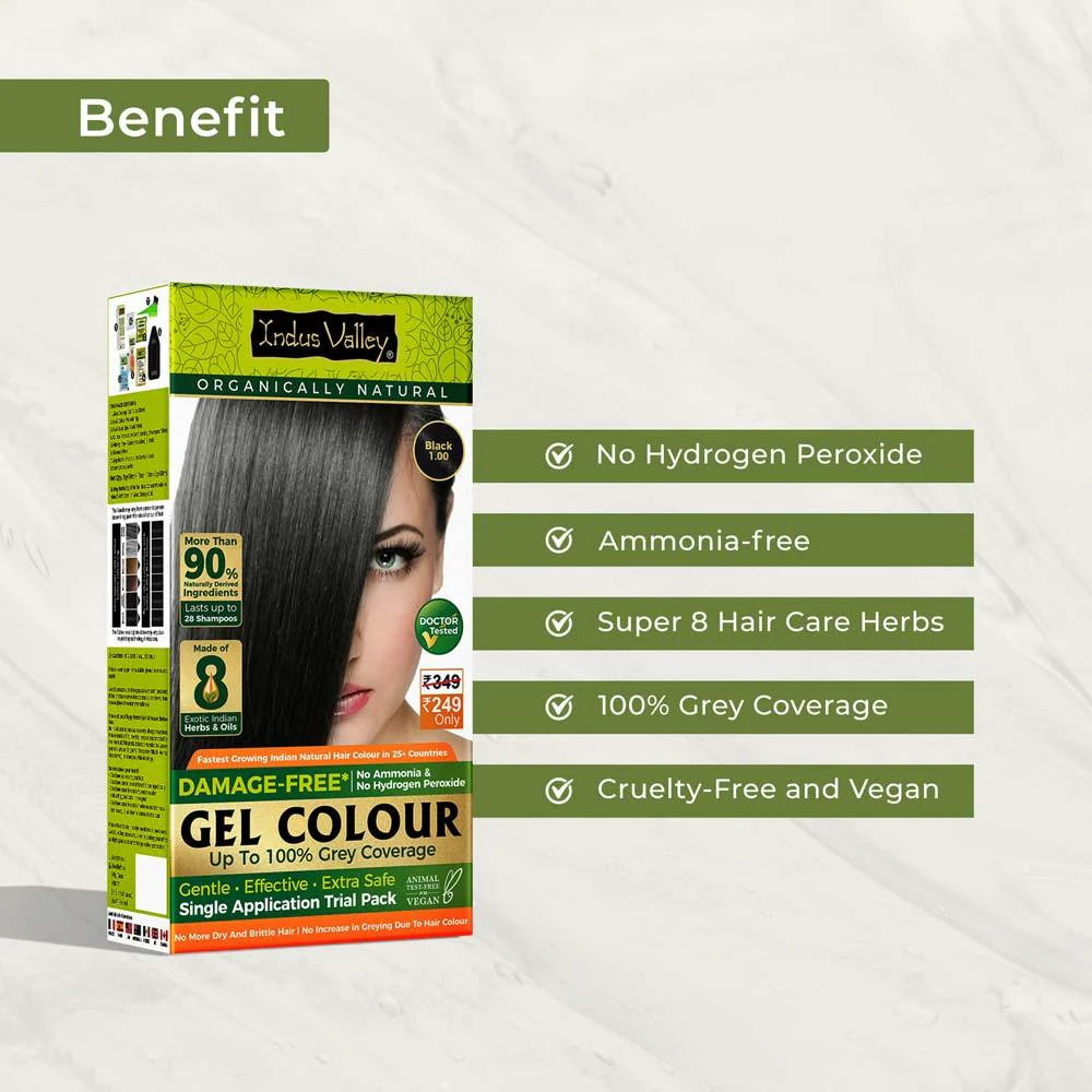 Natural Hair Colour | Trial Pack - Single Use | Damage Free Gel Hair Color For Women & Men | No Harsh Chemicals, Long Lasting, Safe & Gentle I Available in 4 Shades - Image 2