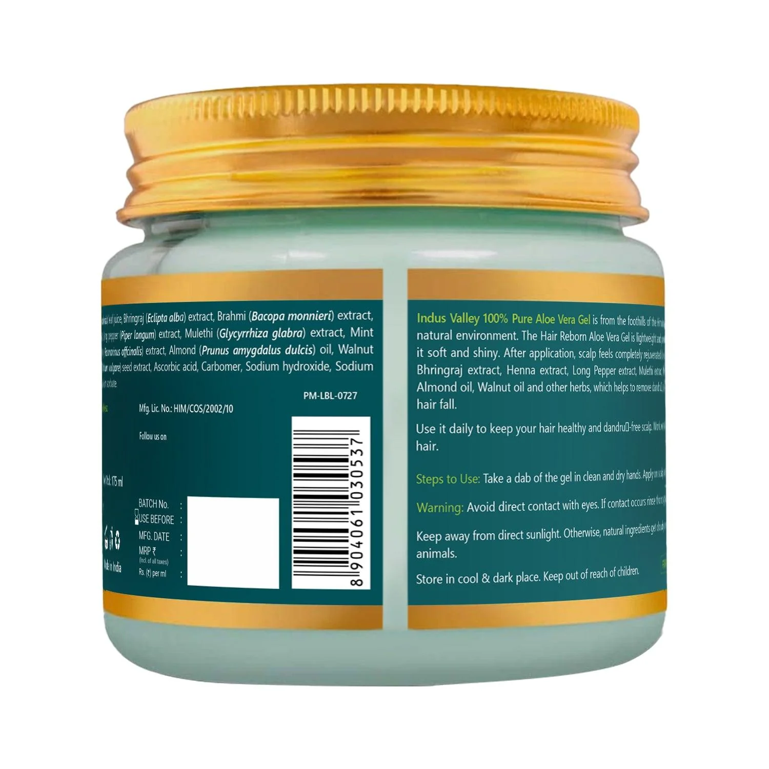 Bio Organic Hair Reborn Aloe Vera Gel With Bhringraj & Walnut Oil - 175ml - Image 3