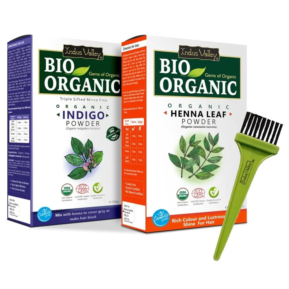 Indigo Leaf Powder and Henna Leaf Powder Combo with Applicator Brush - Image 6