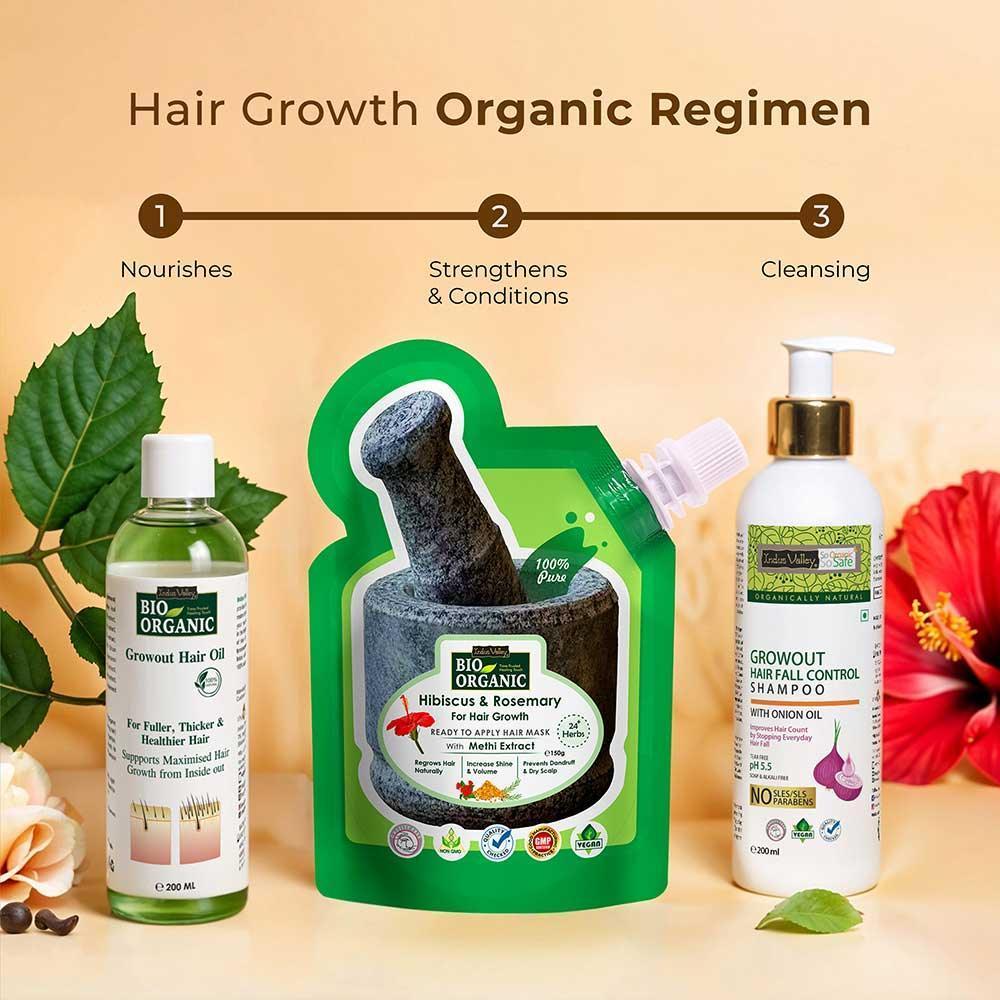 Growout Hair Oil and Shampoo 200ml Combo with Hibiscus & Rosemary Hair Growth Mask 150g for natural hair growth & nourishment - Image 4